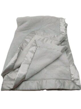 Cloud Island Gray Baby Blanket Satin Trim 30"x38"